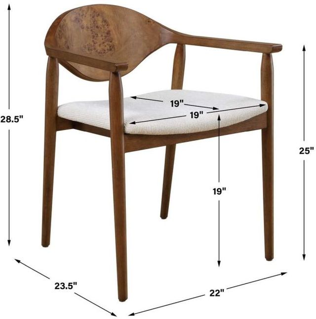 Uttermost® Augusta Walnut/White Dining Arm Chair-3