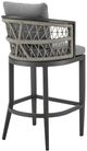Armen Living Zella 2-Piece Gray Aluminum/Fabric Outdoor Barstool Set-3