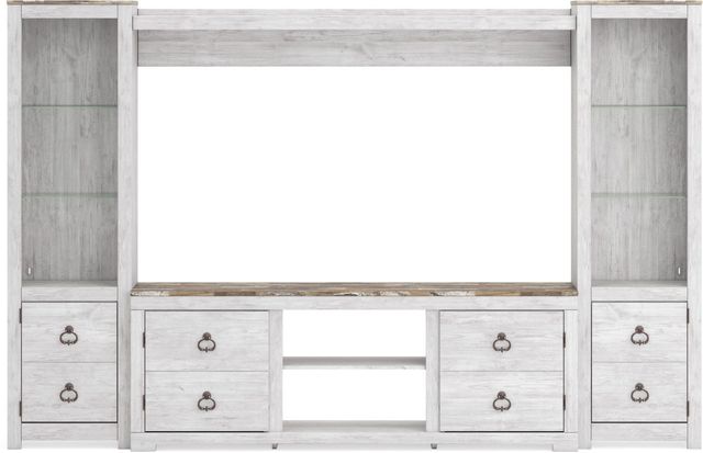 Signature Design by Ashley® Willowton 4-Piece Whitewash Entertainment Center-1
