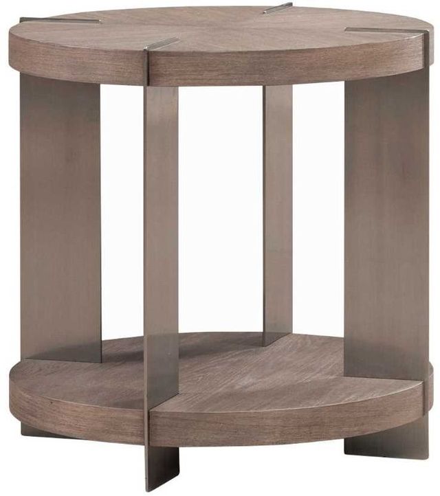 Liberty Furniture Harlow Sandstone Round End Table with Satin Nickel Base-0