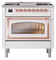 Ilve® Nostalgie II Noblesse 36'' White Pro Style Dual Fuel Range with Copper Trim-1