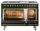 Ilve® Nostalgie II Noblesse 48'' Emerald Green Pro Style Dual Fuel Range with Brass Trim-2