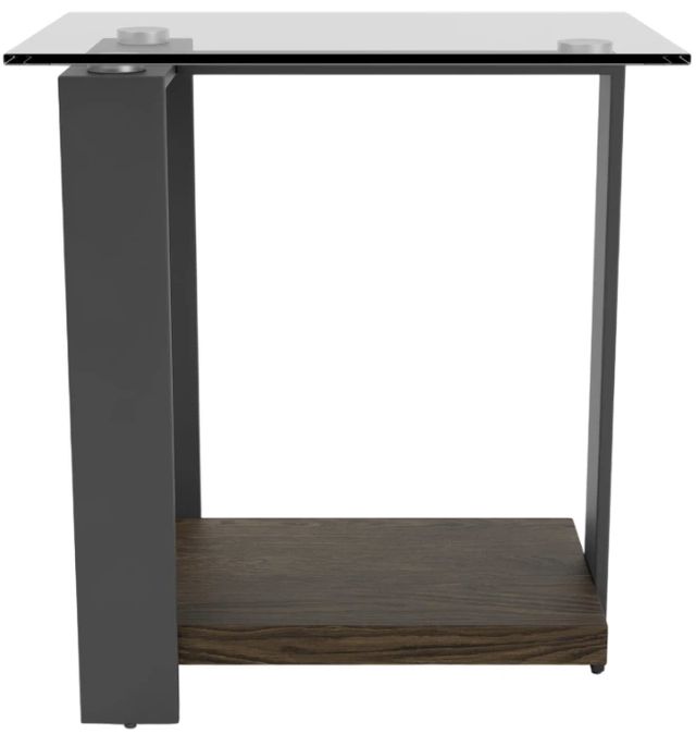 Riverside Furniture Cortland Tempered Chairside Table with Saddle Oak Base-2