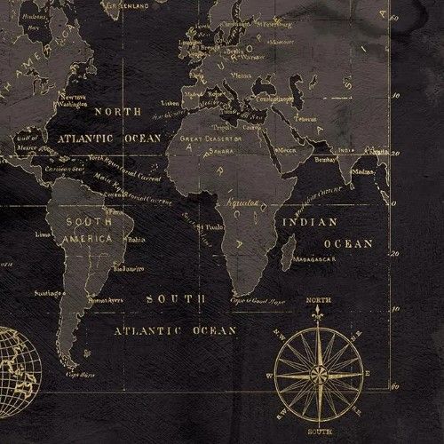Classy Art Black Gold Map by Carol Robinson Wall Art-1