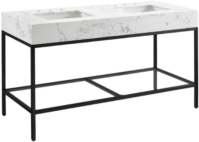 Meridian Furniture Marmo White/Matte Black 60" Bathroom Vanity-0