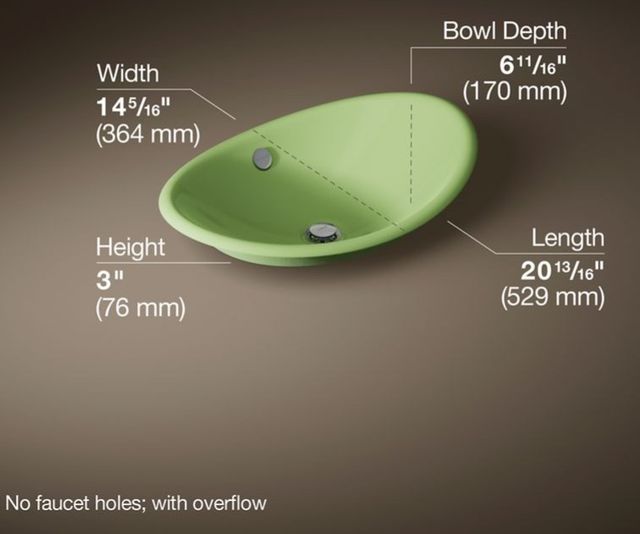 Kohler Iron Plains® Fresh Green 20.75" Oval Vessel Bathroom Sink-3