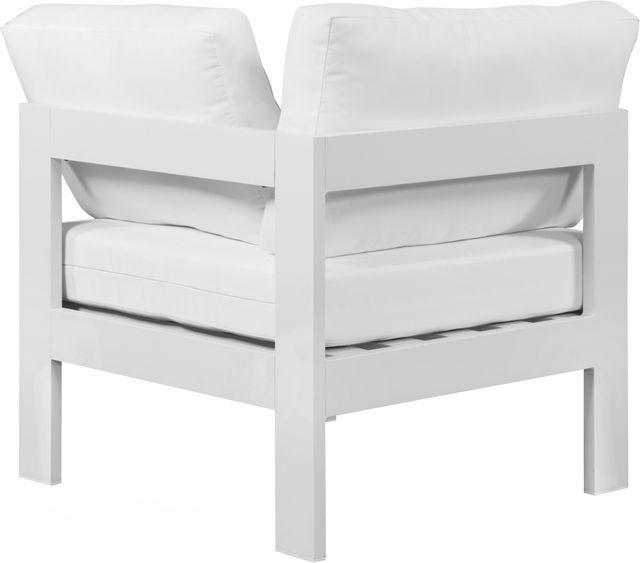 Meridian Furniture Nizuc White Waterproof Fabric Outdoor Patio Aluminum Corner Chair-1