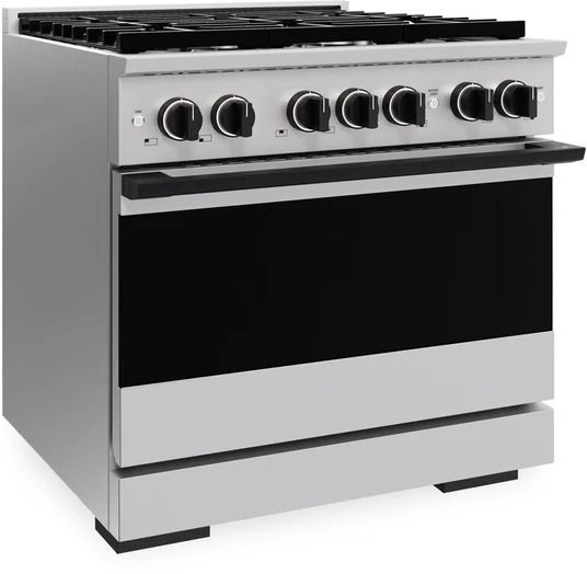 ZLINE Marino 36" Stainless Steel Pro Style Dual Fuel Range with Matte Black Accents-3