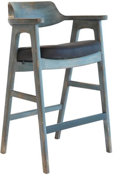 Nest Home Collections Wagner Distressed Blue Bar Chair-0