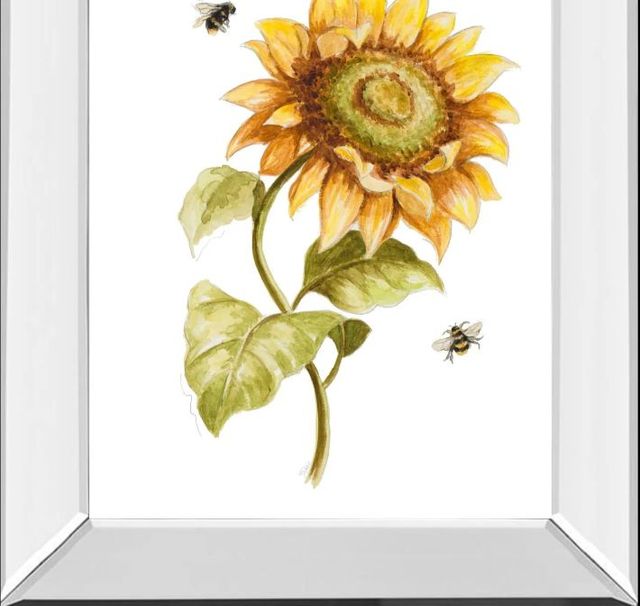 Classy Art Harvest Gold Sunflower II by PatriciaPinto Mirror Framed Wall Art-1