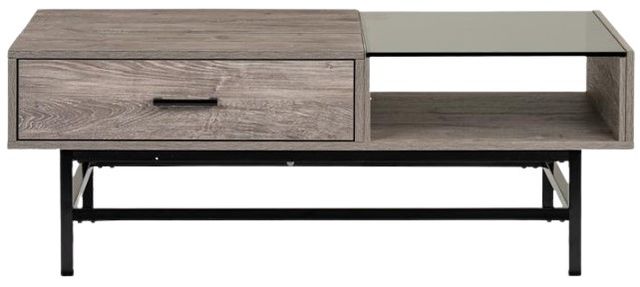 Magnussen Home® Fenwick Whitetail Brown Lift Top Cocktail Table with Matte Black Base-1