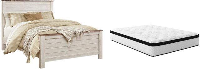 Signature Design by Ashley® Willowton 2-Piece Whitewash Queen Panel Bed Set-0