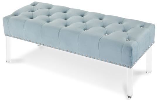 New Classic® Home Furnishings Vivian Light Blue Velvet Bench-0