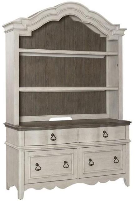 Liberty Furniture Chesapeake Taupe/Wirebrushed Antique White Credenza and Hutch-0
