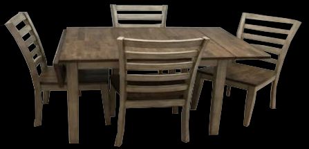 Light Gray Finish & Rustic Brown Solid Wood Dropleaf Table with Chairs-0