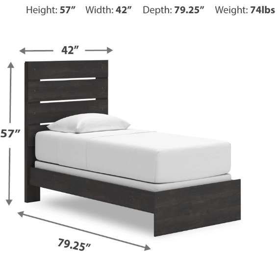 Signature Design by Ashley® Delmorta Dark Gray Youth Twin Panel Bed-2