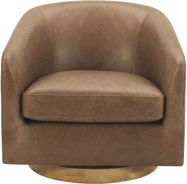 Moe’s Home Collection Oscy Tan Leather Swivel Chair-1