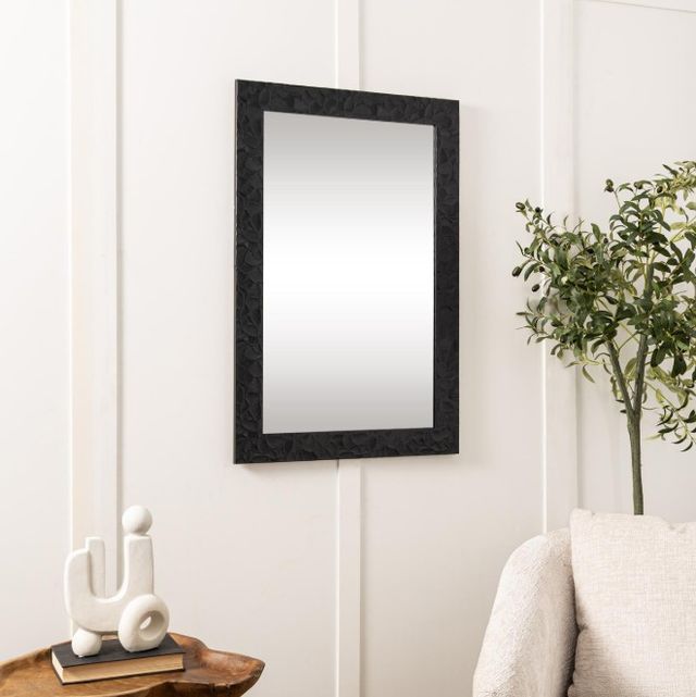 Deco Marche Black Plastic Wall Mirror with Metallic Leaf Wrap -1