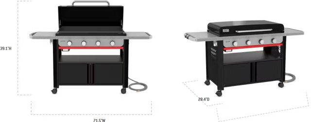 Weber® Slate® 36" 4-Burner Black Rust-Resistant Outdoor Freestanding Natural Gas Griddle with Closed Cabinet-1