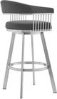 Armen Living Chelsea Brushed Stainless Steel/Gray Swivel Bar Stool-4