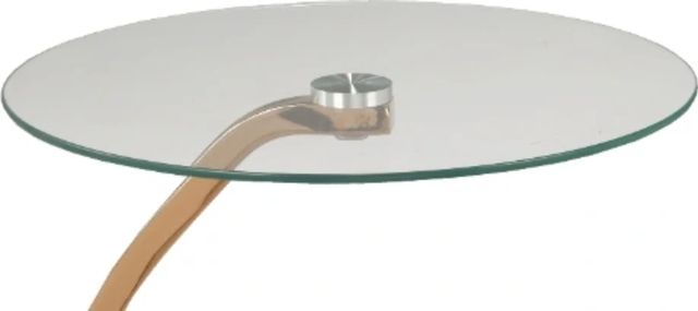 Brassex Inc. Glass Top Accent Table with Rose Gold Base-1