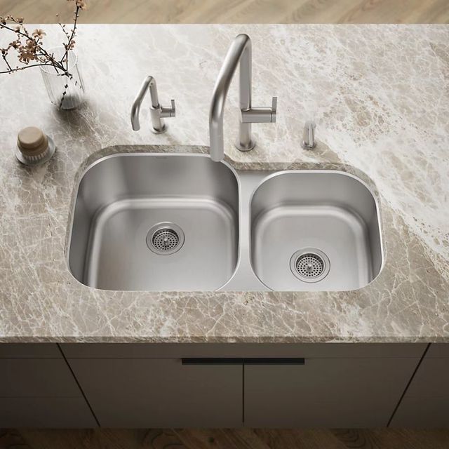 KOHLER® Undertone® Stainless Steel 35" Undermount Double-Bowl Kitchen Sink-1