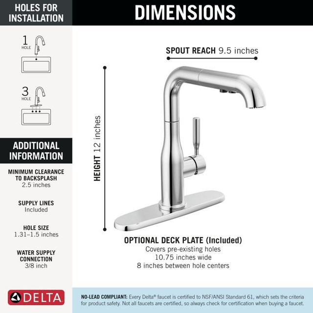 Delta Almari™ Chrome Single Handle Pull-Out Kitchen Faucet-2