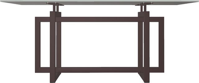 Amisco Customizable Ezra Taupe Glass Rectangular Dining Table Top with Metal Base-3
