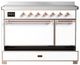 Ilve® Majestic III 48" White Pro Style Induction Range with Solid Door and Copper Trim-2