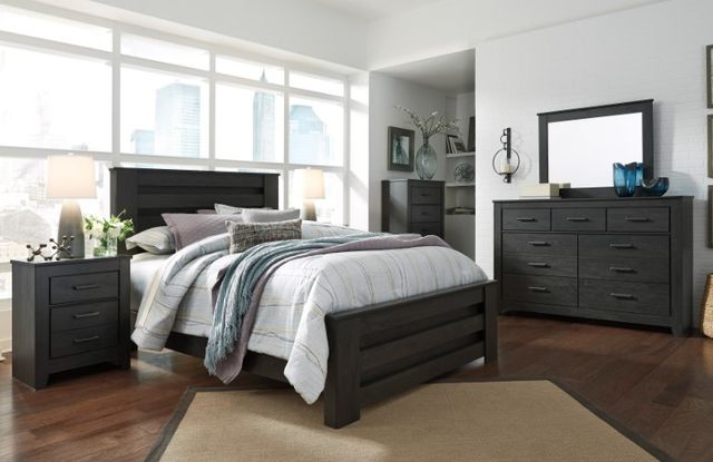 Signature Design by Ashley® Brinxton 3 Piece Charcoal Queen Panel Bed Set-3