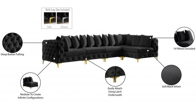 Meridian Furniture Tremblay 5-Piece Black Modular Sectional Set-2