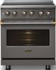 Viking® 5 Series 30" Damascus Gray Pro Style Induction Range with Brushed Brass Trim-2