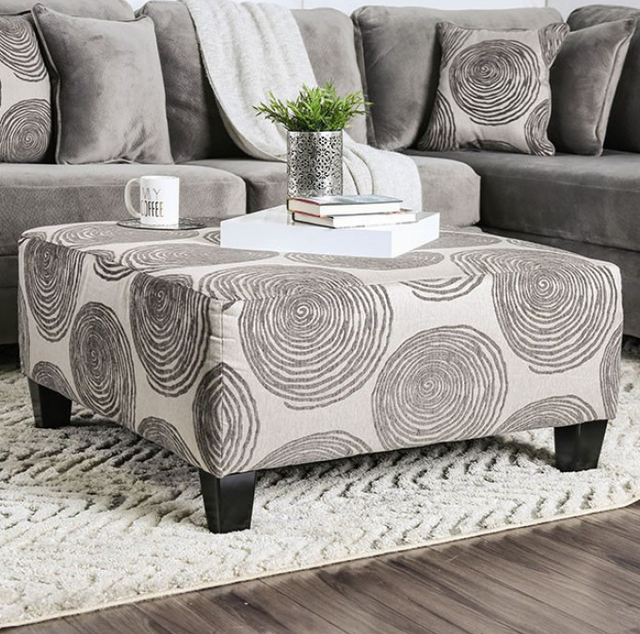 Furniture of America® Bonaventura Gray Ottoman-0