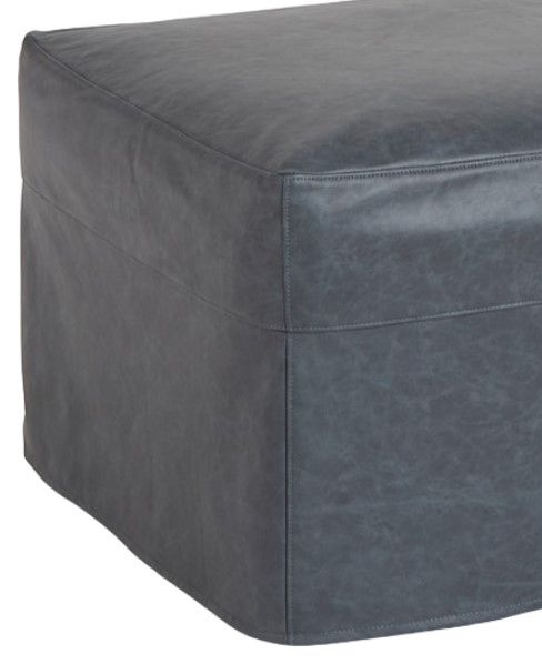 Four Seasons Customizable Leather Small Square Slipcovered Ottoman-1