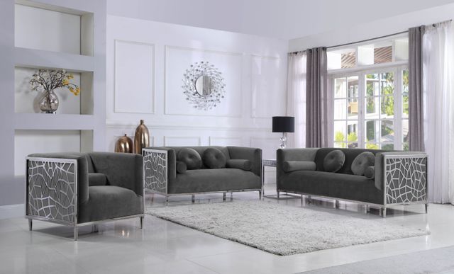 Meridian Furniture Opal Grey Velvet Loveseat-3