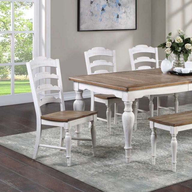 Winners Only® Augusta Rustic Brown/White Ladder Back Side Chair-3