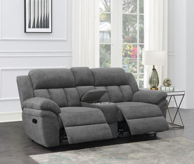 Coaster® Bahrain Charcoal Reclining Motion Loveseat-1