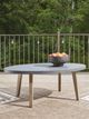 Signature Design by Ashley® Harmony Headlands Gray Wooden Outdoor Oval Cocktail Table with Natural Base-1