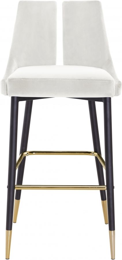 Meridian Furniture Sleek Cream Velvet Bar Stool-1