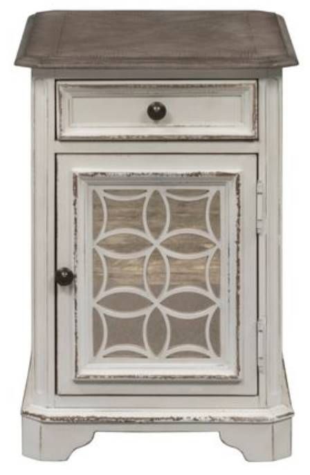 Liberty Furniture Magnolia Weathered Bark Chairside Table with Antique White Base-2