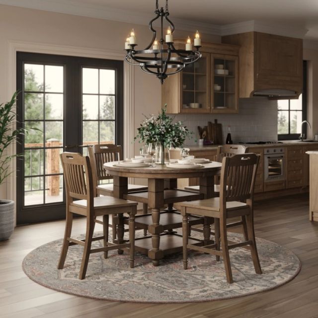 Jofran Inc. Winchester Harvest Round to Oval High/Low Dining Table-1