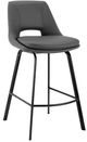 Armen Living Carise Gray/Matte Black 26" Swivel Counter Stool-0