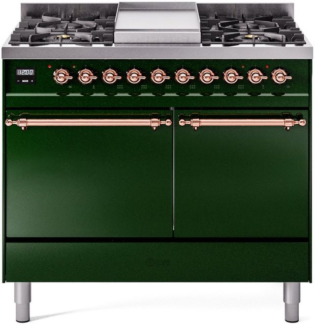 Ilve® Nostalgie II Series 40" Emerald Green Pro Style Dual Fuel Range-0