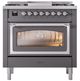 Ilve® Nostalgie II Noblesse 36'' Graphite Matte Pro Style Dual Fuel Range with Chrome Trim-1