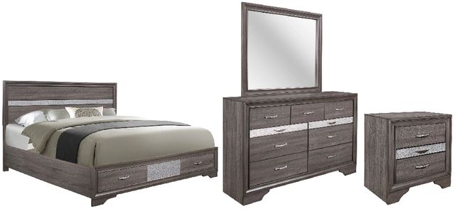 Global Furniture USA Seville 4-Piece Gray Queen Panel Bedroom Set-0