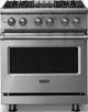 Viking® 5 Series 30" Stainless Steel Pro Style Dual Fuel (LP) Range with Polished Chrome Trim-0