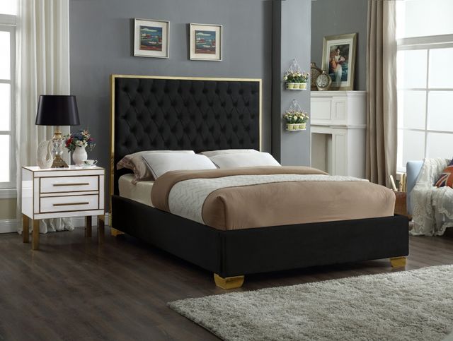 Meridian Furniture Lana Black Queen Upholstered Panel Bed-3