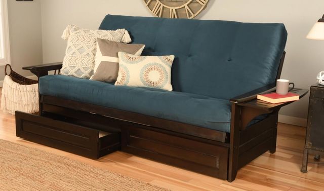 Kodiak Furniture Phoenix Suede Navy/Espresso Full Storage Futon with Mattress-1