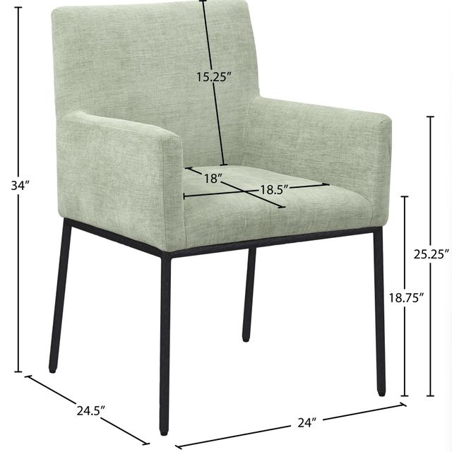 Meridian Furniture Reeves Mint/Matte Black Chenille Upholstered Dining Chair-2