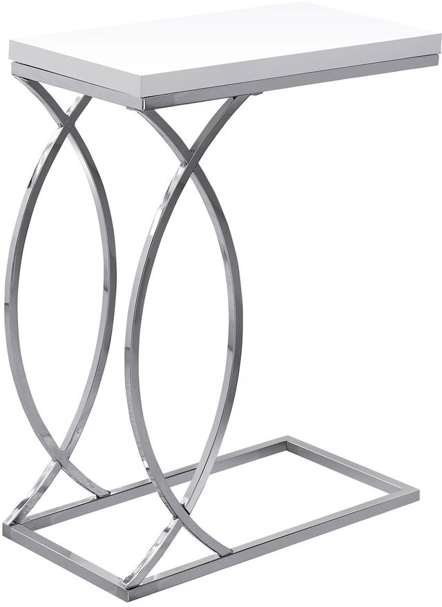 Monarch Specialties Inc. Glossy White Top with Chrome Metal Base Accent Table-0